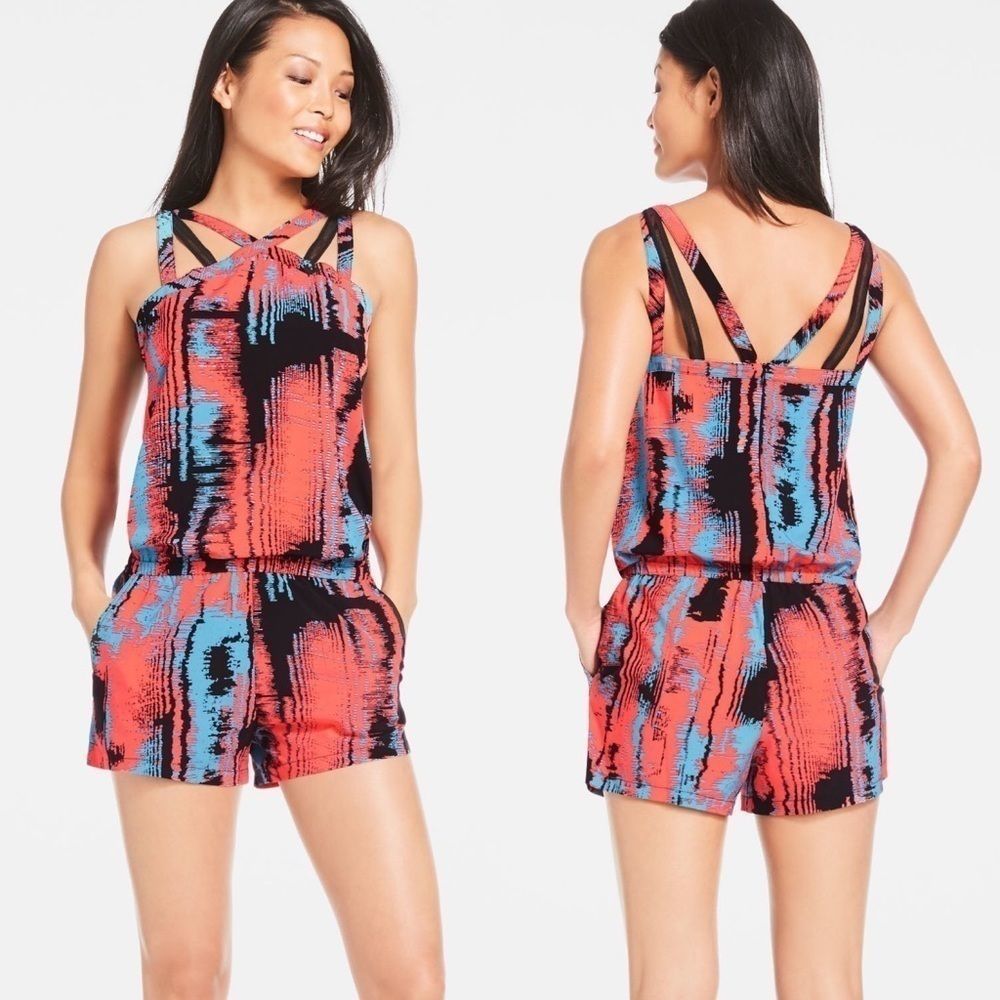 Fabletics Liza Strappy Romper in Heat Wave